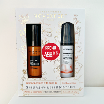Novexpert Coffret Duo Booster Eclat Serum Booster A La Vitamine C + Mousse Flash Eclat